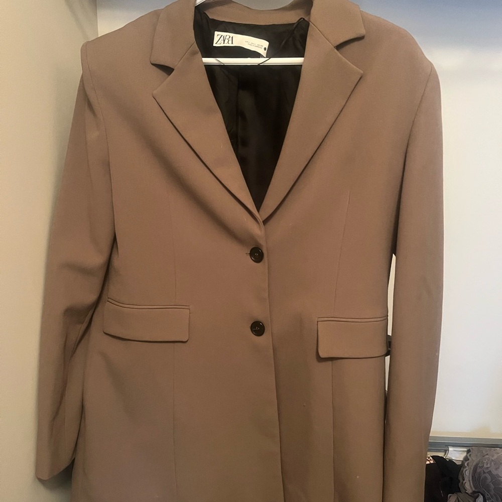 Zara Tan Blazer Professional Tailored Jacket